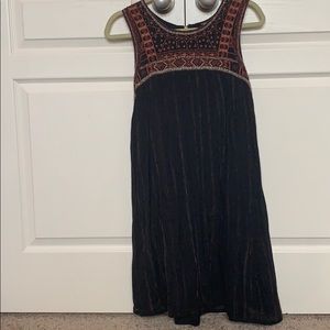 Free People black dress w/rust colored embroidery